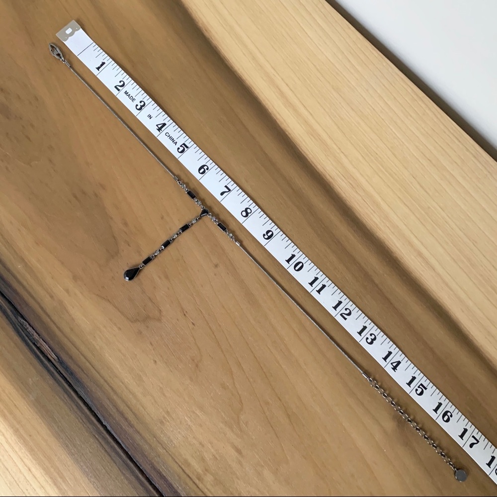 Givenchy Black Stone Drop Necklace Silver Tone St… - image 3